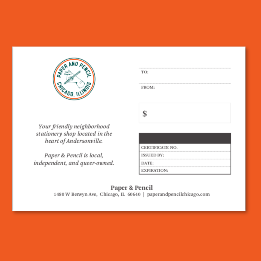 Paper & Pencil Gift Certificate
